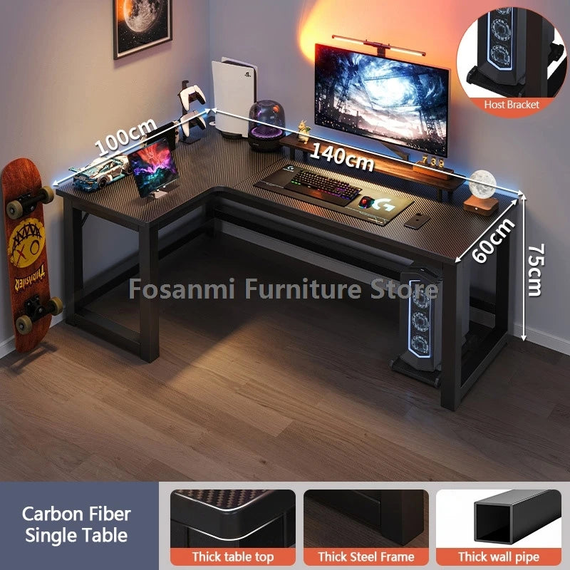 L-Shaped Corner Gaming Desk - Modern Computer Workstation with Storage
