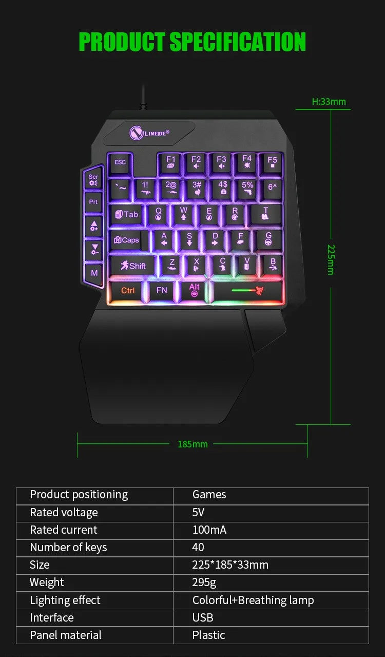 One-Handed Mini Gaming Keyboard