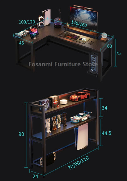 L-Shaped Corner Gaming Desk - Modern Computer Workstation with Storage