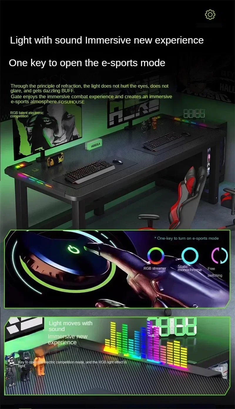 RGB Gaming Desk with LED Lighting - Premium Computer Workstation