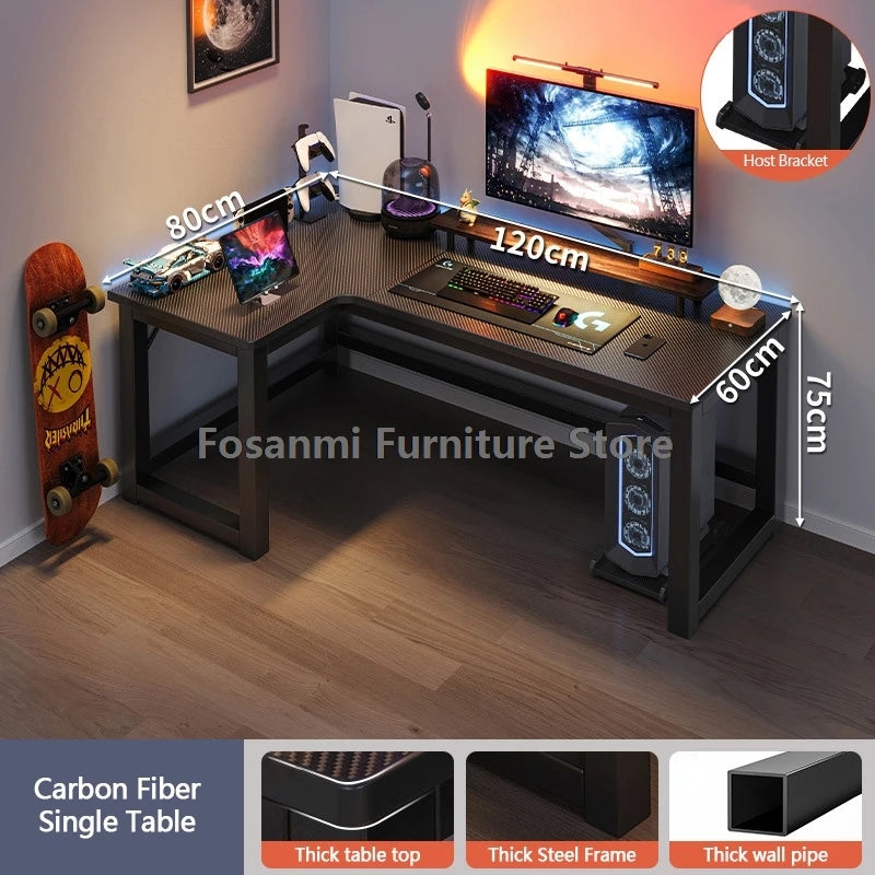 L-Shaped Corner Gaming Desk - Modern Computer Workstation with Storage