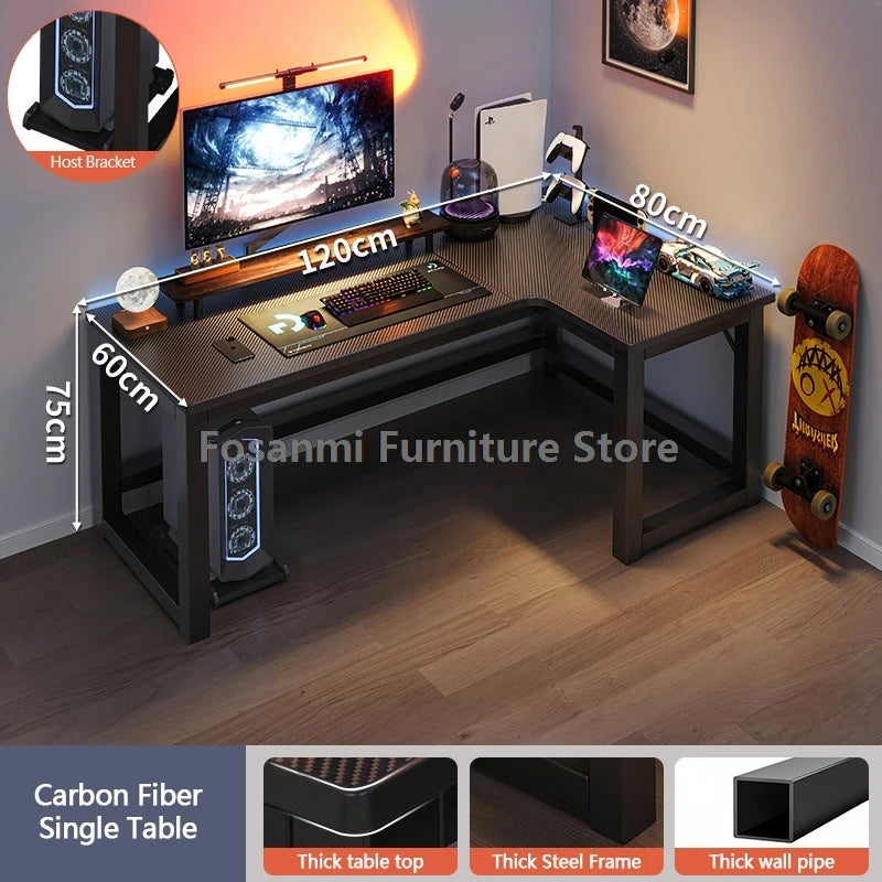 L-Shaped Corner Gaming Desk - Modern Computer Workstation with Storage