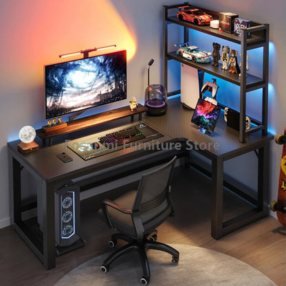 L-Shaped Corner Gaming Desk - Modern Computer Workstation with Storage
