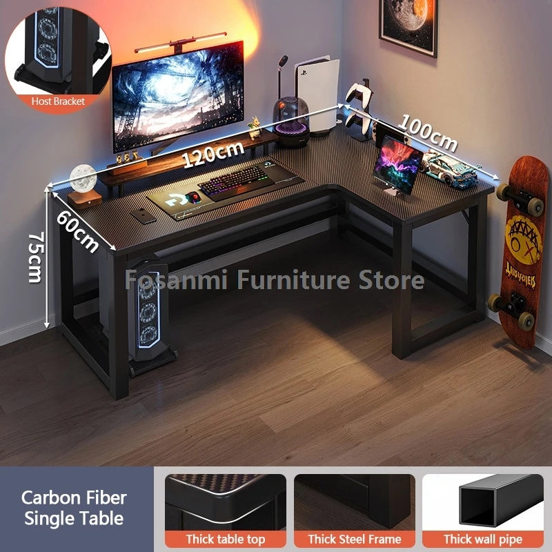 L-Shaped Corner Gaming Desk - Modern Computer Workstation with Storage