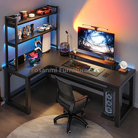L-Shaped Corner Gaming Desk - Modern Computer Workstation with Storage