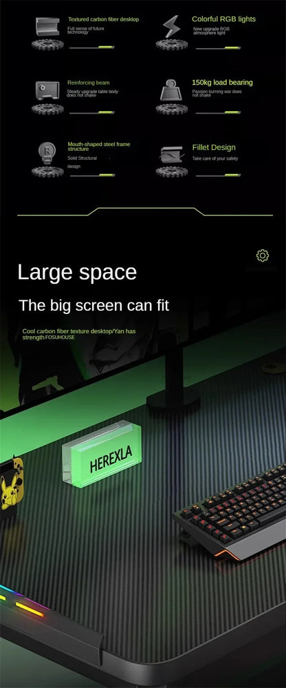 RGB Gaming Desk with LED Lighting - Premium Computer Workstation