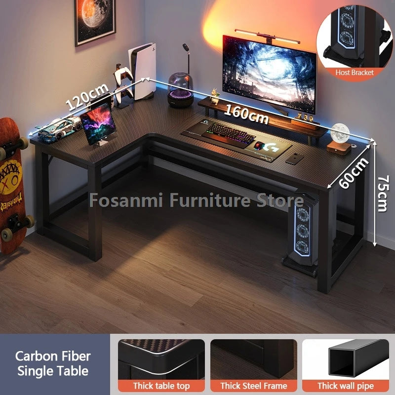 L-Shaped Corner Gaming Desk - Modern Computer Workstation with Storage
