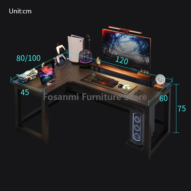 L-Shaped Corner Gaming Desk - Modern Computer Workstation with Storage