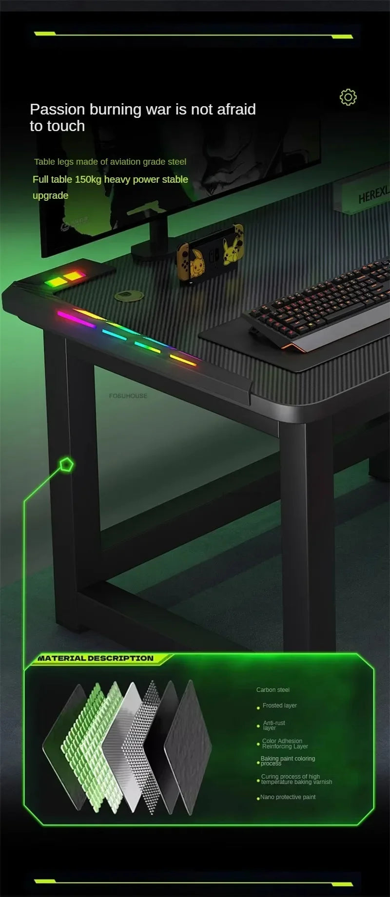 RGB Gaming Desk with LED Lighting - Premium Computer Workstation